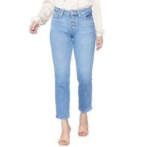 PAIGE Cindy Crop say Anything Distressed 31 Exposed Button Fly Jean